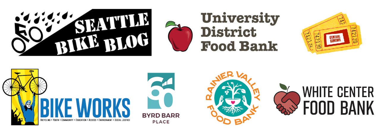 Seattle Bike Blog, University District Food Bank, Central Cinema, BikeWorks, Byrd Barr Place, Rainier Valley Food Bank
