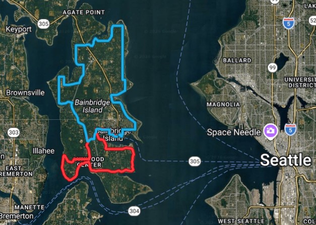 The short route cuts off the red part of the route