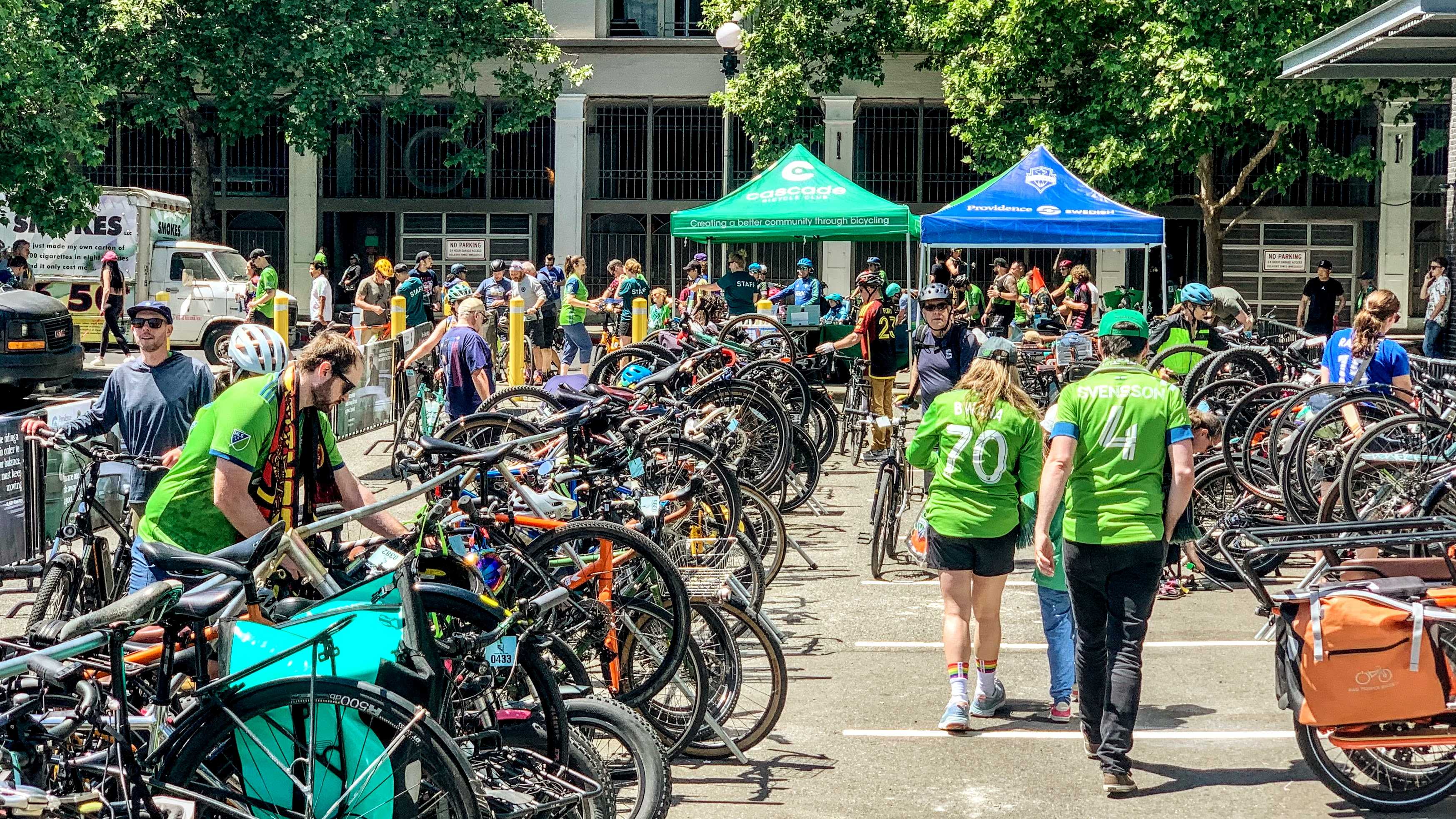 Free bike valet at a Sounders match
