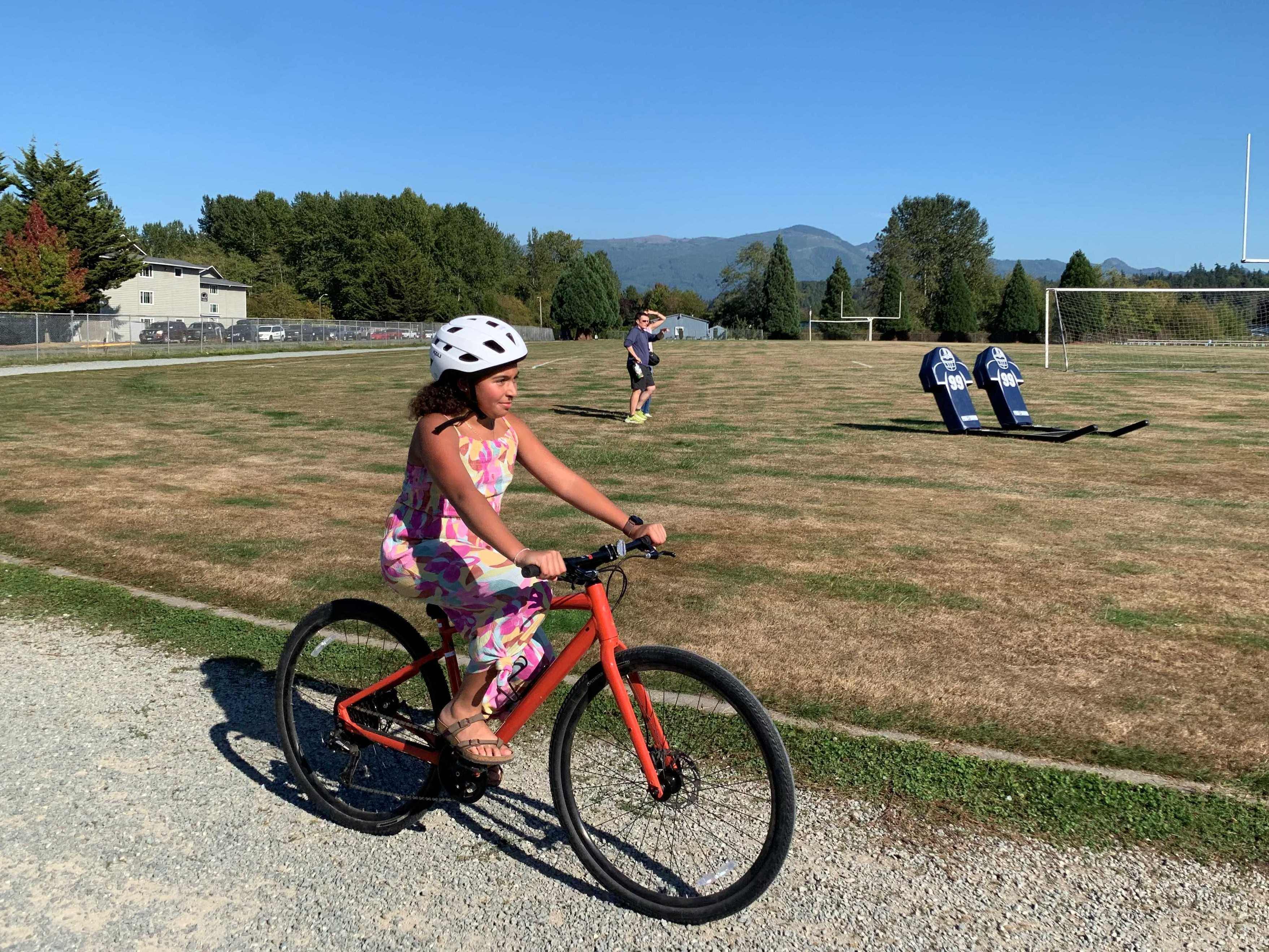 biking around the track