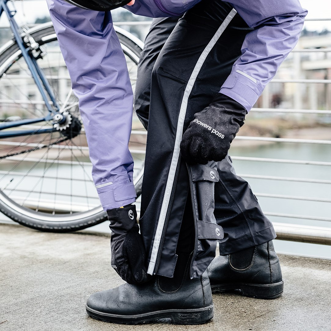 The Transit pants have a zipper and velcro straps to cinch the bottoms
