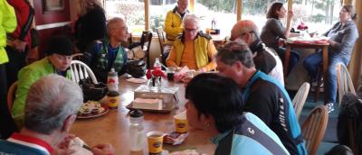 cyclists at coffee stop