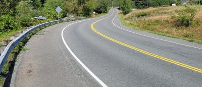 Cyclist on open road