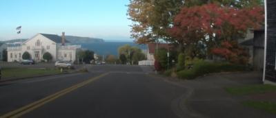 Steilacoom City Hall with water in background