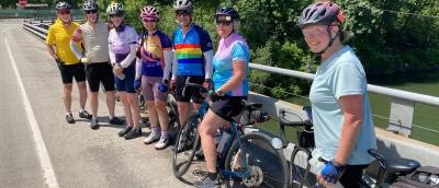 Cyclists on a bridge, photo credit Jeff A.