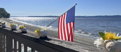 flag on the porch