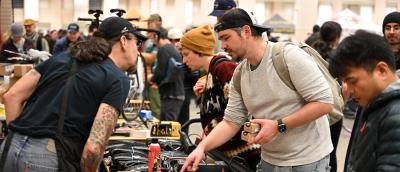 People browsing Bike Swap offerings.