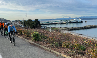 Cyclists riding on Edmonds Waterfront Sunset Ave