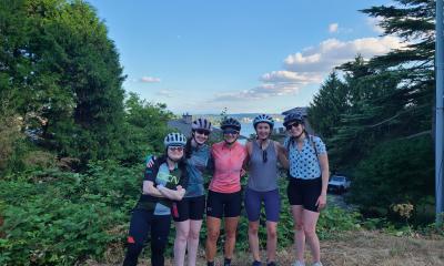 Group of cyclists stopping for a picture on MI