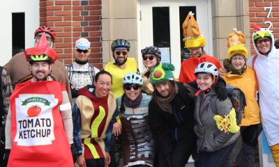 Riders in costume for Cranksgiving in 2023