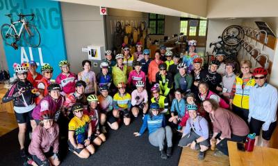 Women gather to celebrate spring cycling