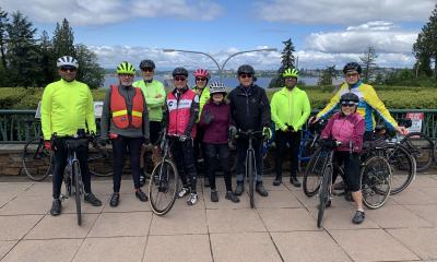 Group of cyclists at 520 overlook
