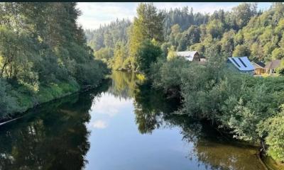 a photo by Tim Johnson posted to Ride with GPS of the view from the overpass at Green Valley Road on a particularly lovely day