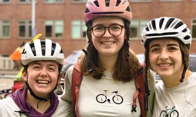 Friends with bike shirts at Celebration Station
