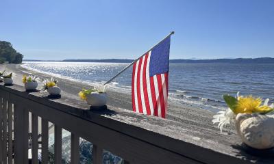 flag on the porch