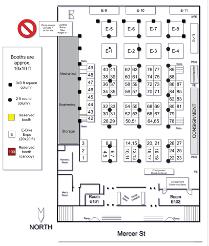 Floorplan and layout for Bike Swap vendor booths